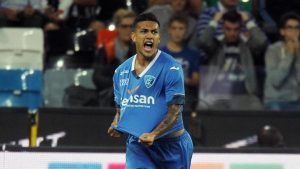 Empoli's miedfielder Leandro Daniel Paredes celebrates after scoring the golal of the 1-1 during the Italian Serie A soccer match between Udinese Calcio and Empoli FC at Friuli Stadium in Udine, 19 September 2015. ANSA/ LANCIA