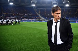 Roma's coach from France Rudi Garcia walks off the pitch before the UEFA Champions League football match AS Roma vs Bate Borisov on December 9, 2015 at the Olympic Stadium in Rome. AFP PHOTO / FILIPPO MONTEFORTE / AFP / FILIPPO MONTEFORTE (Photo credit should read FILIPPO MONTEFORTE/AFP/Getty Images)